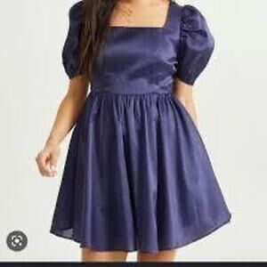 Altered state large blue shiny baby doll dress